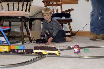 Simon with new train set