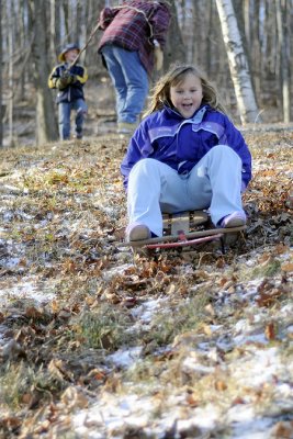 Maeve is first down the hill