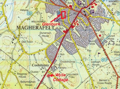 Map - Ireland - Co. Derry - Magherafelt  - Glenburn & Wylie Cottage