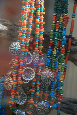 Colorful jewelry iin shop window, Santa Fe