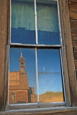 Bodie church reflected