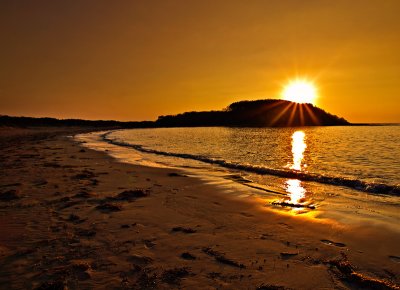 Sunrise over Broulee Island by Dennis