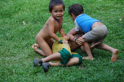 Sami is wrested down by Perisek kids.