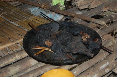 Dried and charcoal like payau
