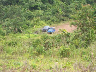 Survey vehicle beside Sg Merlinau. See GPS for ref.