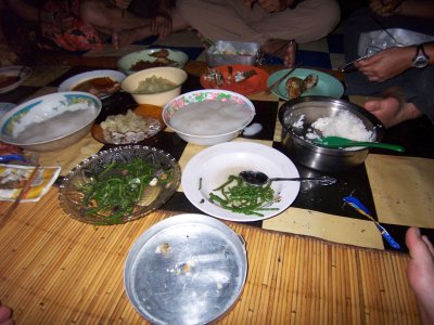 Penans dishes like Sago, fish and paku spread out on the 2nd nite.