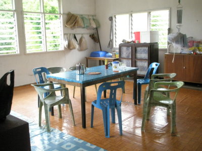 Dining room. Robin build this house himself in 4 months.