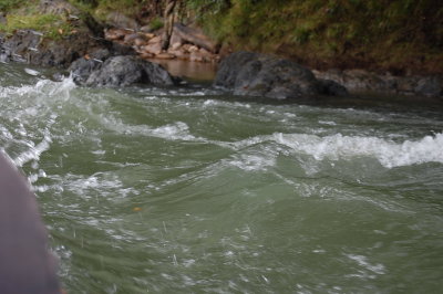 The white water part which is fun and water will splash into the boat