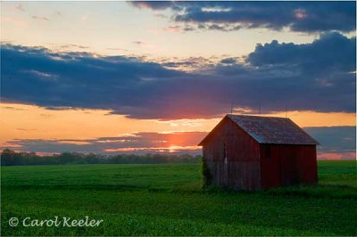 Red Barn in the Sunset