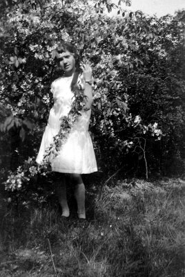 My Mother-in-Law age 11 in her backyard in Cologne, Germany