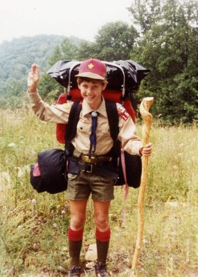 Marc the Boy Scout on his way to a camping weekend.