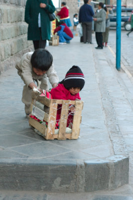 In the street.