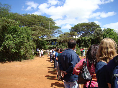 visitors awaiting the elephants' arrival