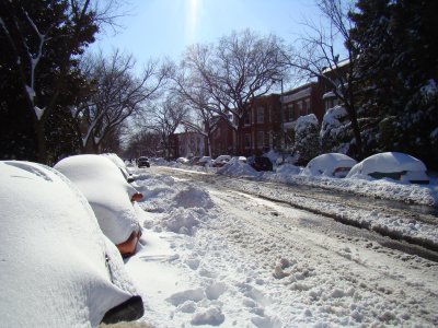 my car is in the foreground, looking down 11th Street SE; Sunday afternoon