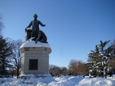 the Emancipation Memorial at Lincoln Park, Sunday afternoon