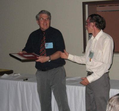 Rob Lee (R), receiving the Mary Stuart Education Award