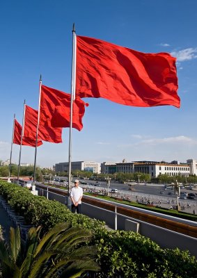 Tiananmen Square - red flag day