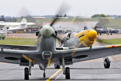 Spitfire MH434 and P51 Fercious Frankie Taxiing