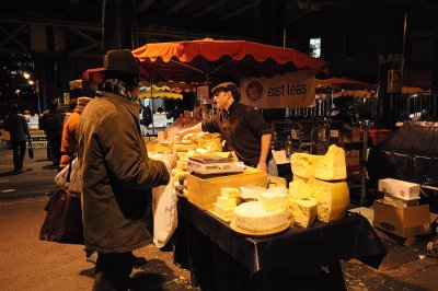 Cheese stall after dark