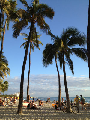 Waikiki beach close to sunset