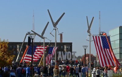 Flags and sculptures