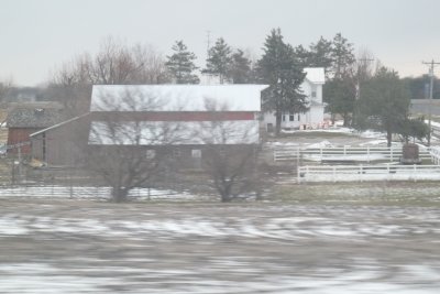 Red barn from train
