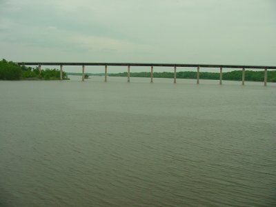 Hwy 210 bridge near Madrid, very high water