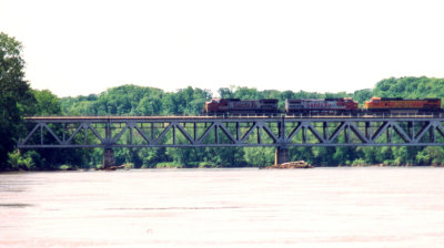 Just north of St. Francisville, a train emerges from the greenbelt