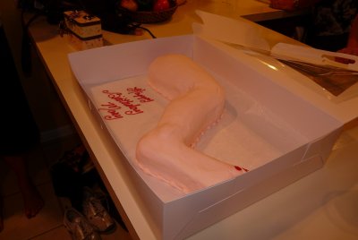 Mary's leg cake,with red toenails