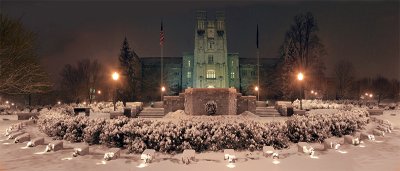 Virginia Tech-Burruss Hall- Night Snow
