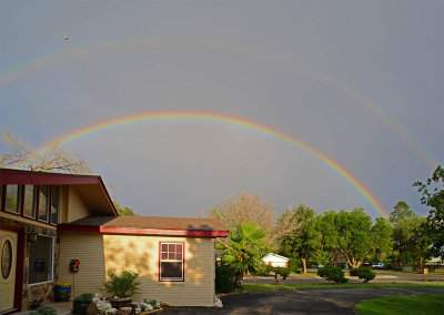 Double rainbow in the front yard