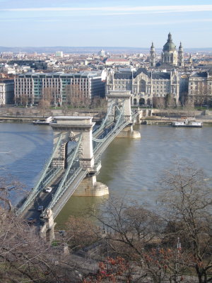Istvan Basilica and the Chain Bridge from the south end of Castle Hill