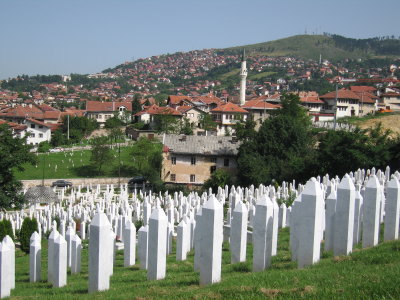 A Muslim graveyard in Sarajevo (mostly from the recent war; typical dates are 1975--1994)