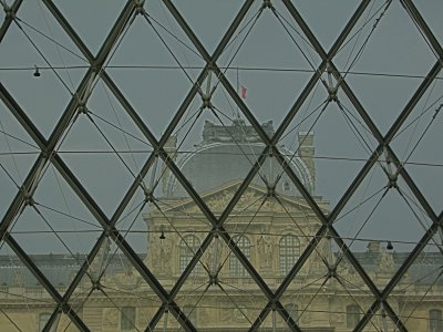 The Louvre. Rain, hail, bluster.
