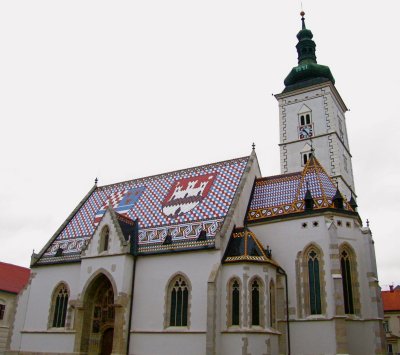 St. Mark's Church (13th century), with roof tiles showing the coat of arms of Croatian, Slavonian and Dalmatian kingdoms