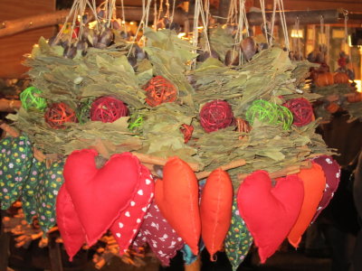 Spice and herb decorations for sale at the Budapest Christmas market