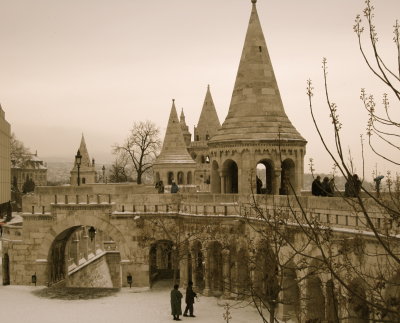 Fisherman's Bastion, Castle Hill, on a cold cold day
