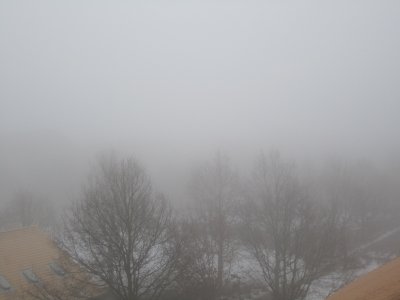 View from my Aarhus flat, with fog
