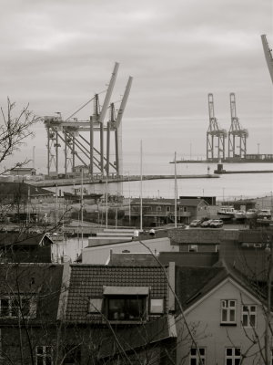 Aarhus port, north end, from Nordre Kirkegard