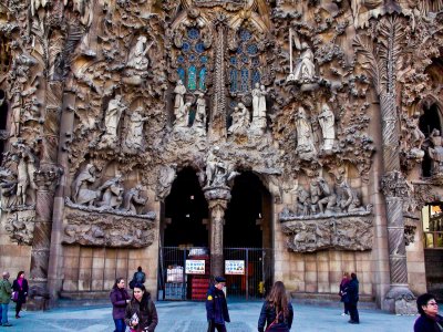 Front Entrance - The Templo de la Sagrada Familia, Barcelona, Spain
