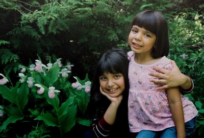 Johanna and Christina with C. reginae. Bruce Penninsula, Ont 6/30/08 .jpg
