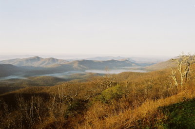 A room with a view. Sunrise over the Blue Ridge, as seen from the Pisgah Inn, North Carolina.