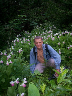 Knee-deep in orchids. Bruce Penninsula, Ont (digital photo by Johanna Nelson)