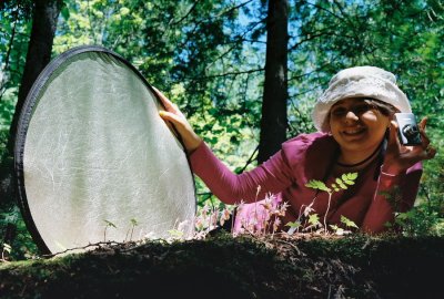  Johanna photographing Calypso bulbosa. Flowerpot Island, Lake Huron.( 5/10)