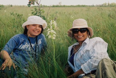 Johanna & Jackie w. Platanthera praeclara (western prairie fringed orchid) at the Tall Grass Prairie Preserve, Manitoba. (7/10)