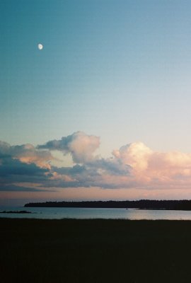 Sunset w. rising moon, Lake Huron (7/10)