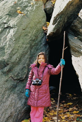 23) Christina at the entrance to one of the caves.
