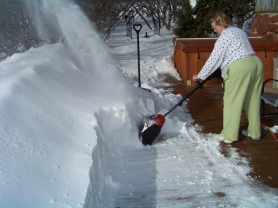 Sue with her new snow blower