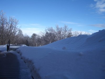 The deck before Sue attacks it<BR>with her new snow blower