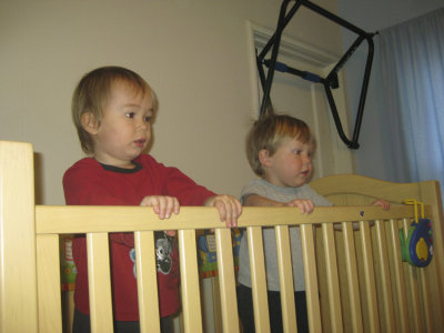 Charlie and Neighbor Julian Share some crib time